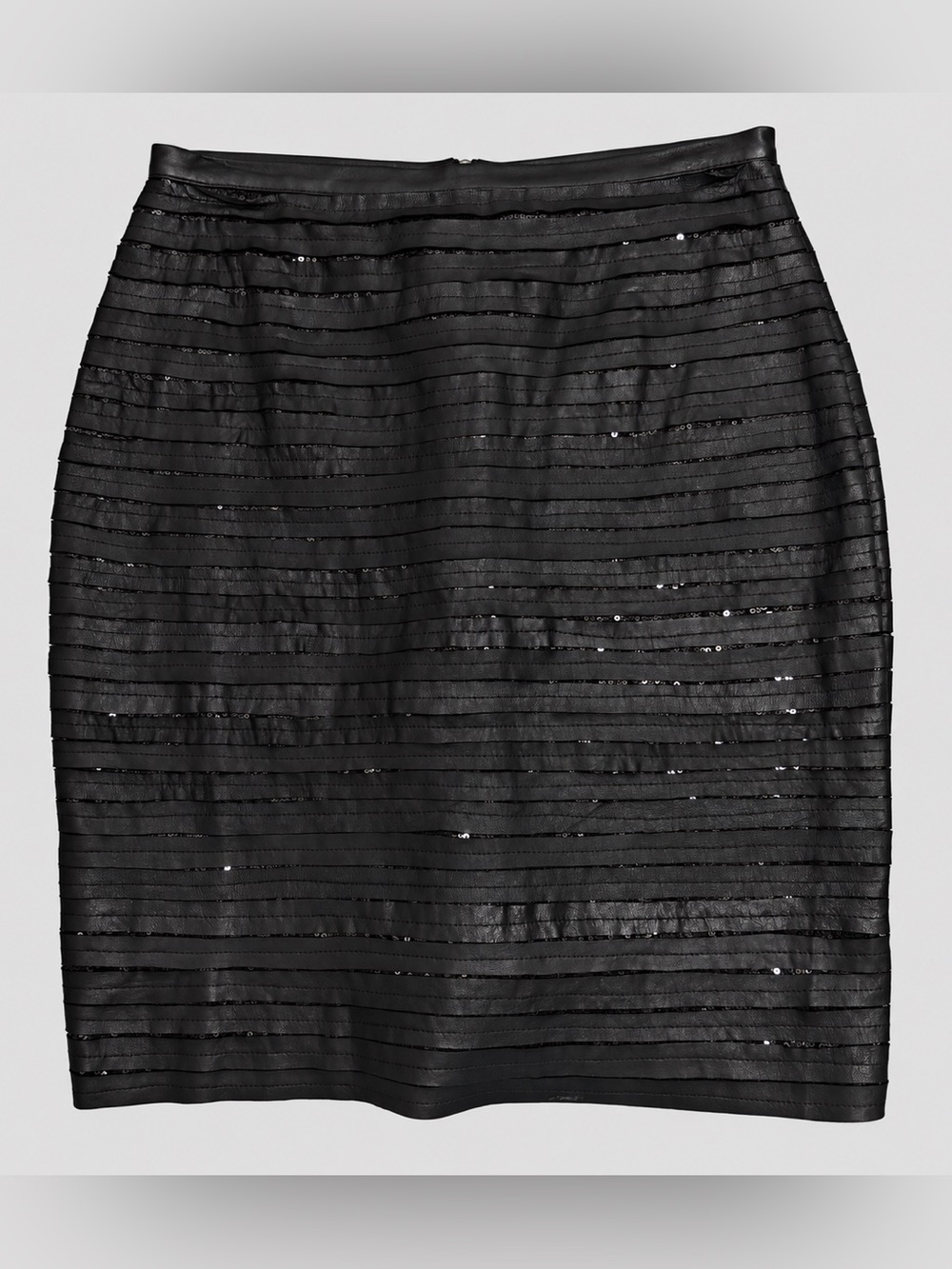 NWT Sachin + Babi Ankasa Elizaveta Leather Sequin Ruffle Cocktail Pencil Skirt 8